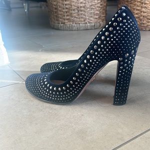 Prada stud velvet pumps